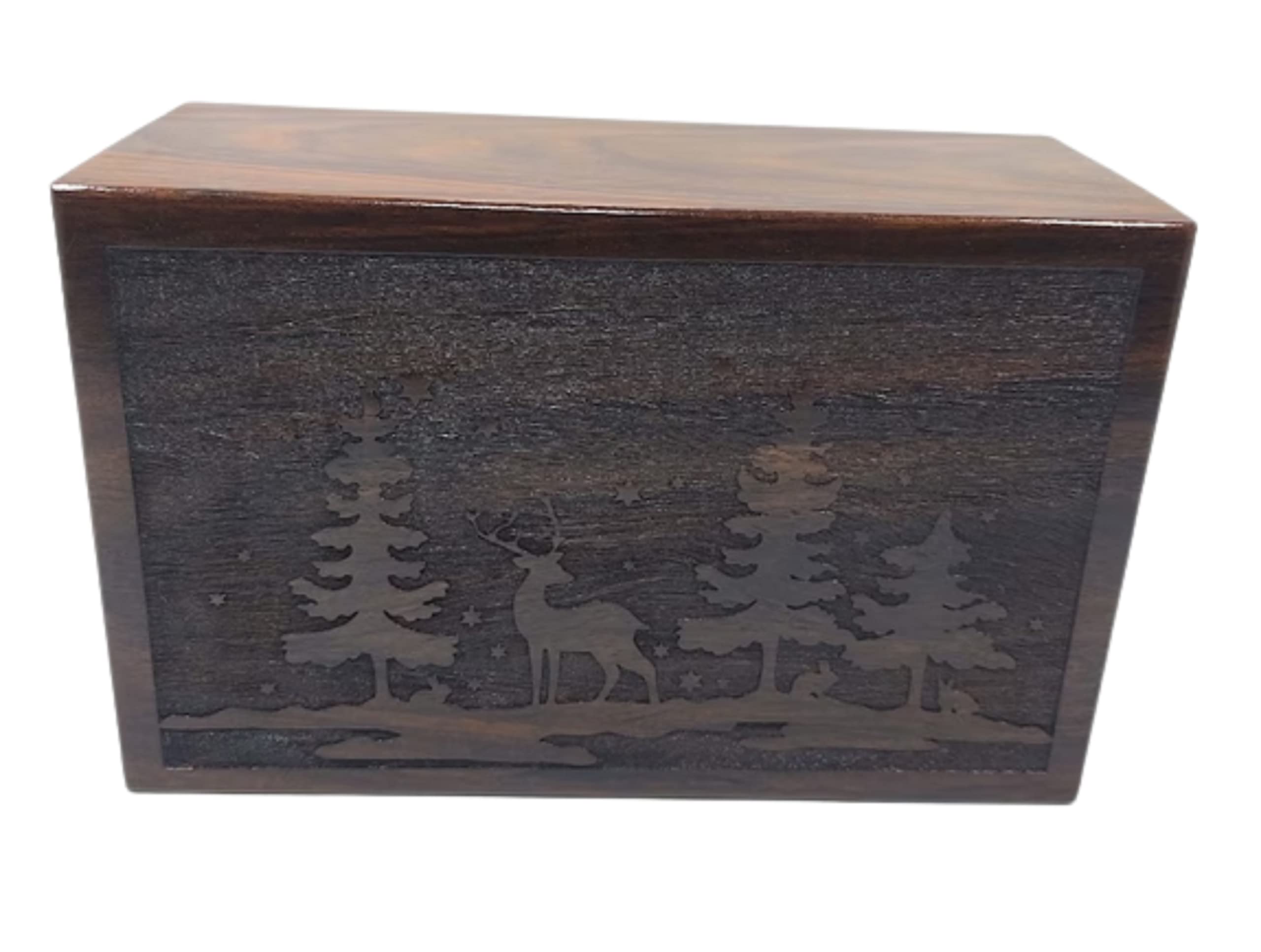 Urne funéraire artisanale en bois : boîte de rangement souvenir fait main style antique
