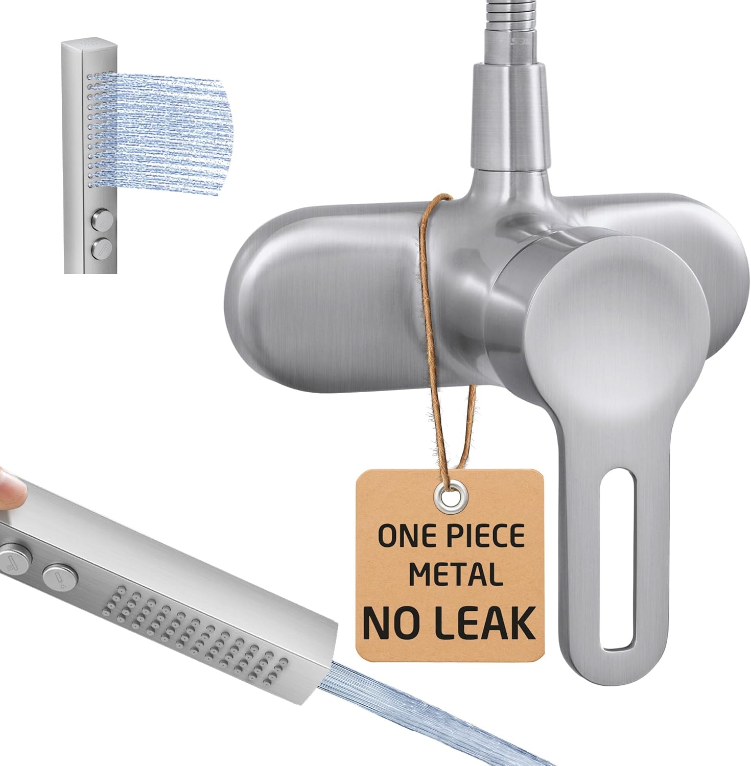 KES 4" All Metal Single Lever RV Shower Faucet with Hose and Head, Anti-Scald Pressure-Balanced RV Shower Valve Kit with High Pressure Handheld, Built-in Power Wash for Easy Cleaning, Brushed Nickel