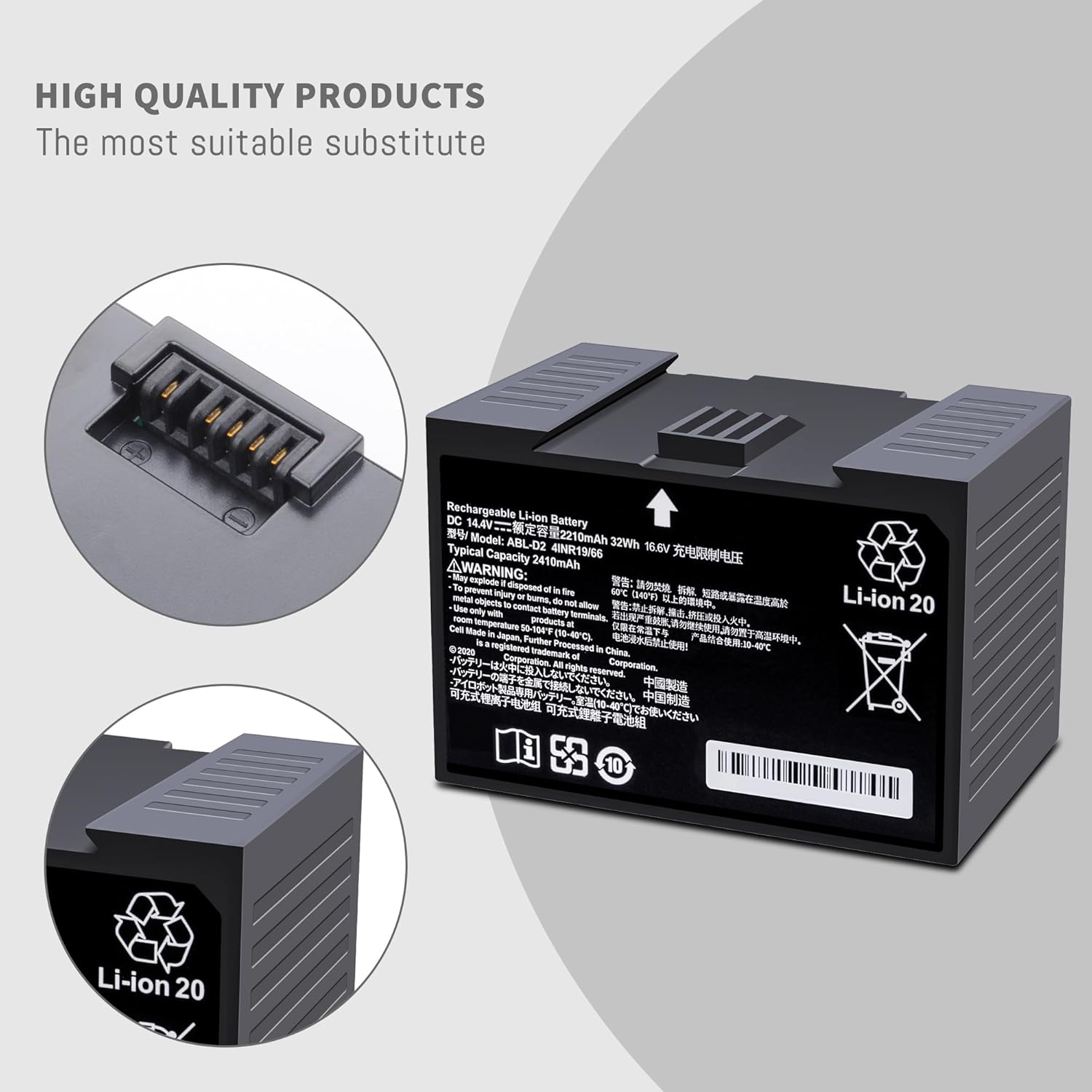 ABL-D2 Battery for iRobot Roomba j7 i7 i4 i6 i8 Series, j7 j7+ j7550 i4 i4+ i4150 i8 i8+ i8550, for Roomba Combo j5+ i5+ j7 j7+ j8+ j9, i3 i3+ i3 Plus 3150, Replacement Lithium Ion Battery ABL-D2A 32W