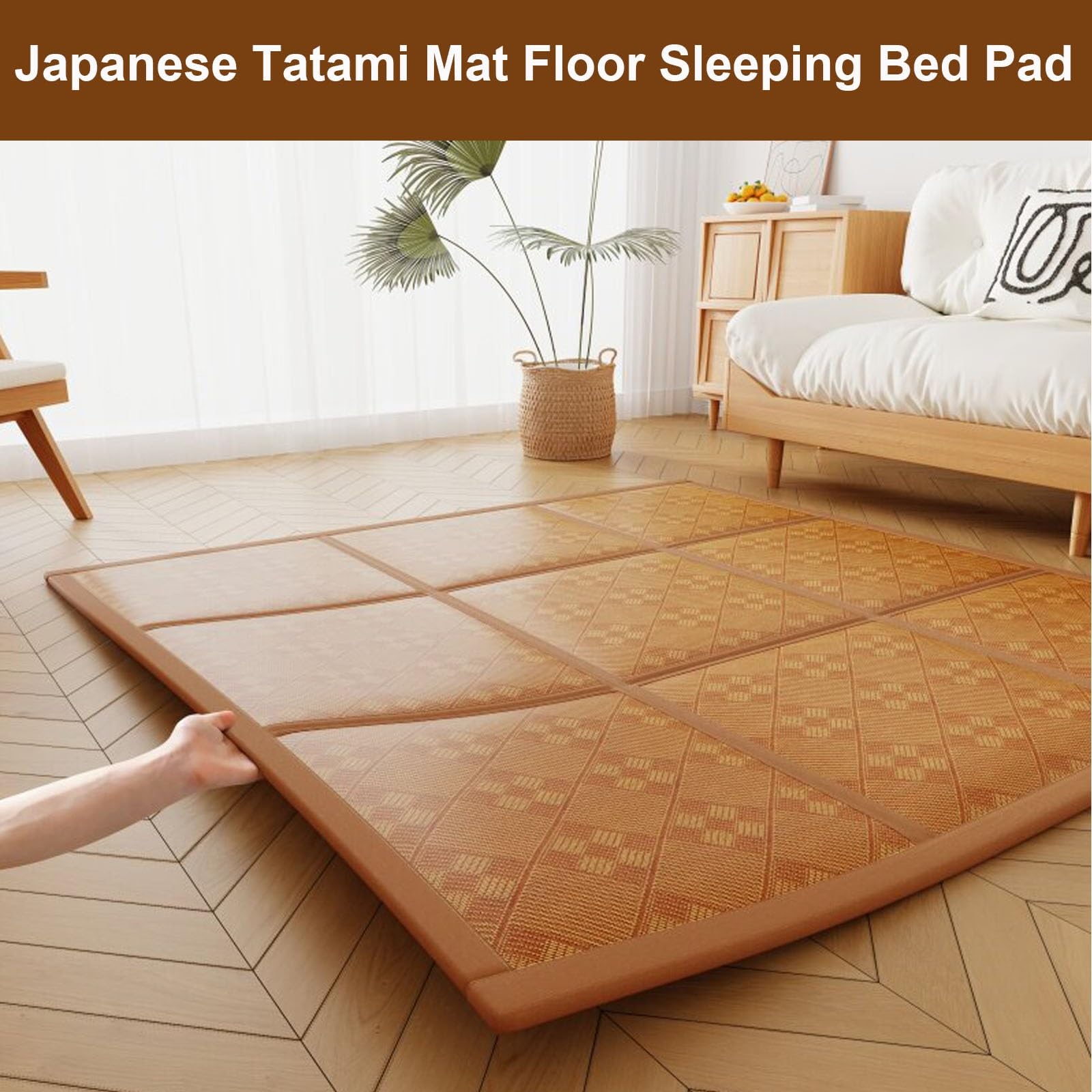 Tatami Salón Suelo Japonesa Alfombras Colchón Plegable Tapete de Juegos(Brown,300x200cm)