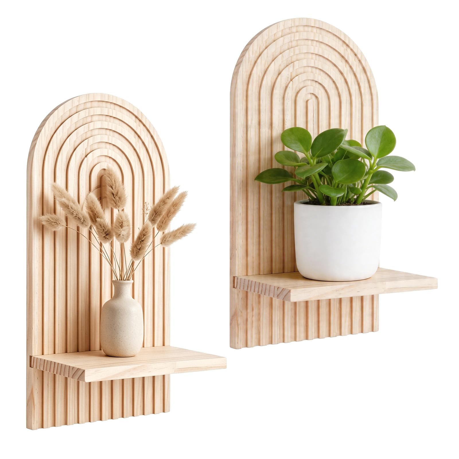 Étagère murale en bois arc-en-ciel bohème lot de 2 étagères pour chambre