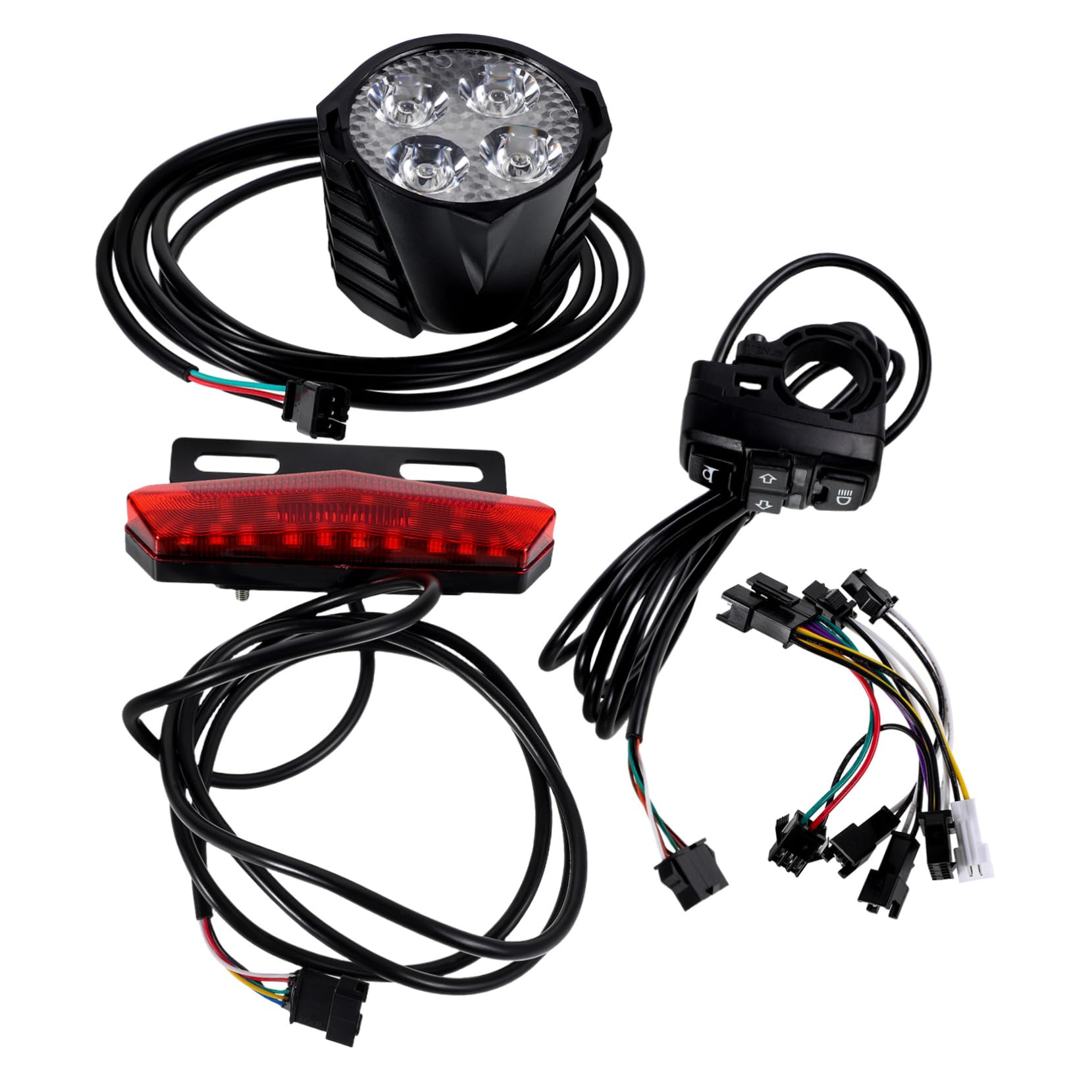 ABOOFAN Electric Bike Light Kit with High Intensity Front Rear Lights Turn Signals Horn Switch Button Easy Installation for Enhanced Visibility Safety The Road