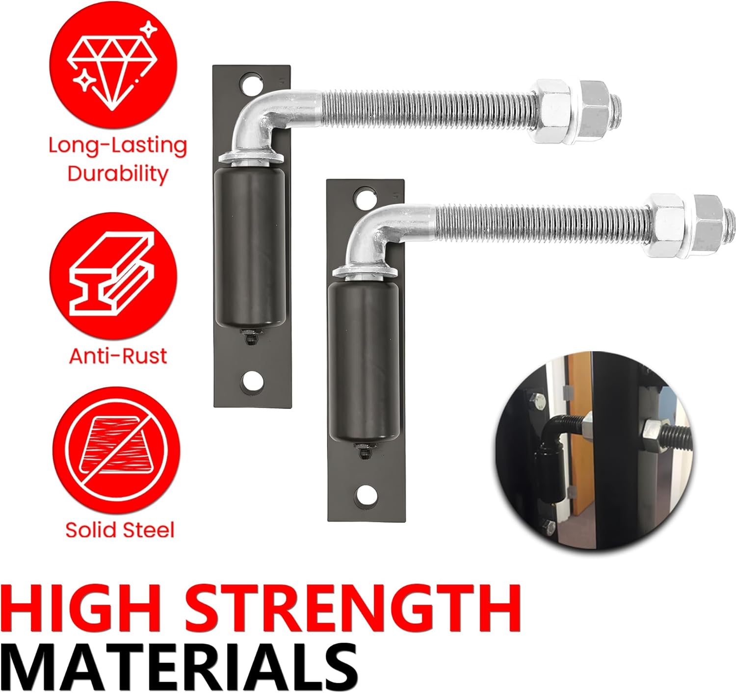 2 Pack J-Bolt Gate Hinge with Plate, Heavy Duty Welded Hinge for Doors Gates, Driveway Gates for Welding on Larger Iron or Steel Gates (Silver-A-5 Inches)