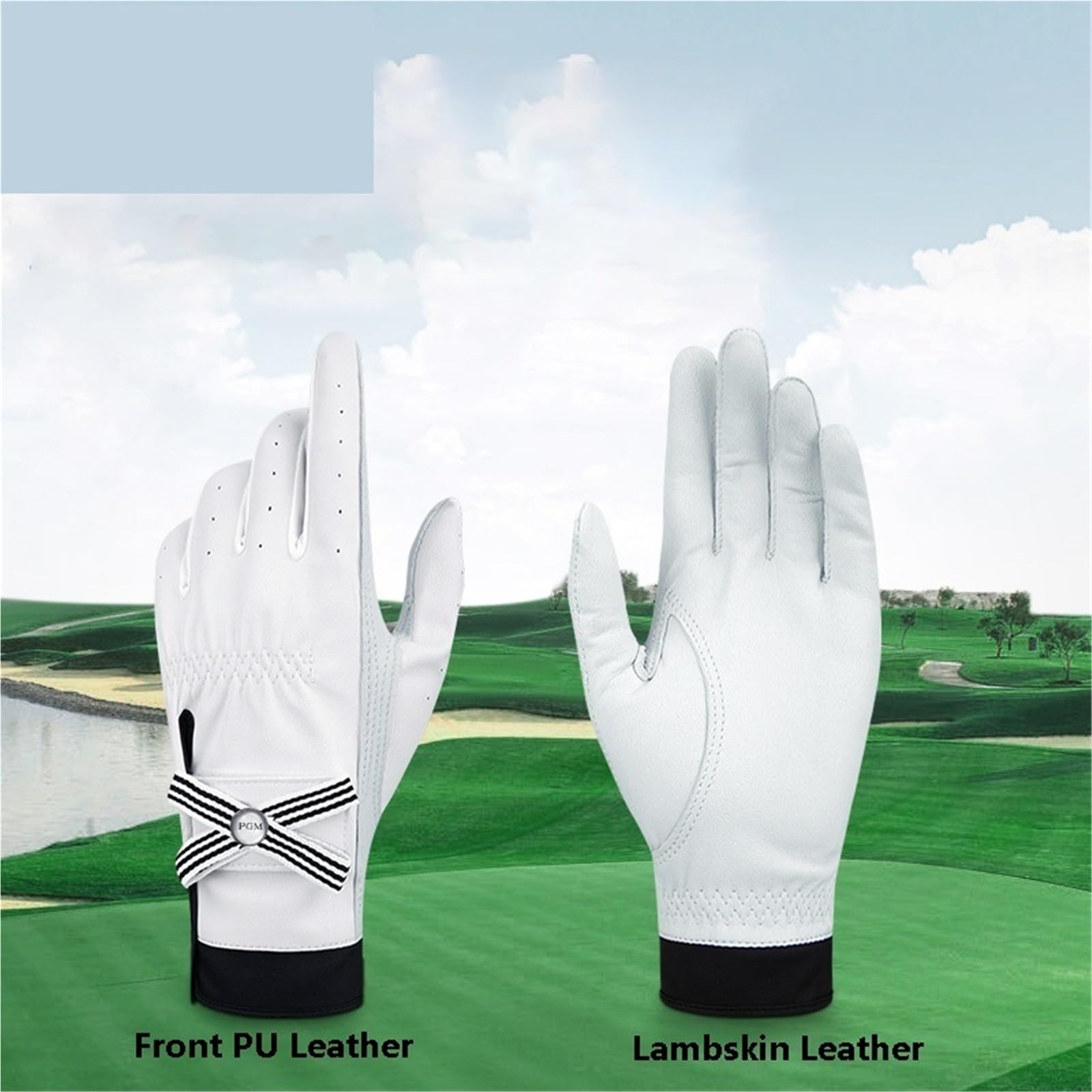 Damen-Golfhandschuhe aus Lammleder, atmungsaktiv, offene Finger, für Golfsport, Rechts- und Linkshänder