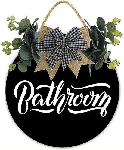 Corona de madera redonda rústica para baño, decoración de porche para puerta delantera, decoración de porche para inauguración de la casa, arte de