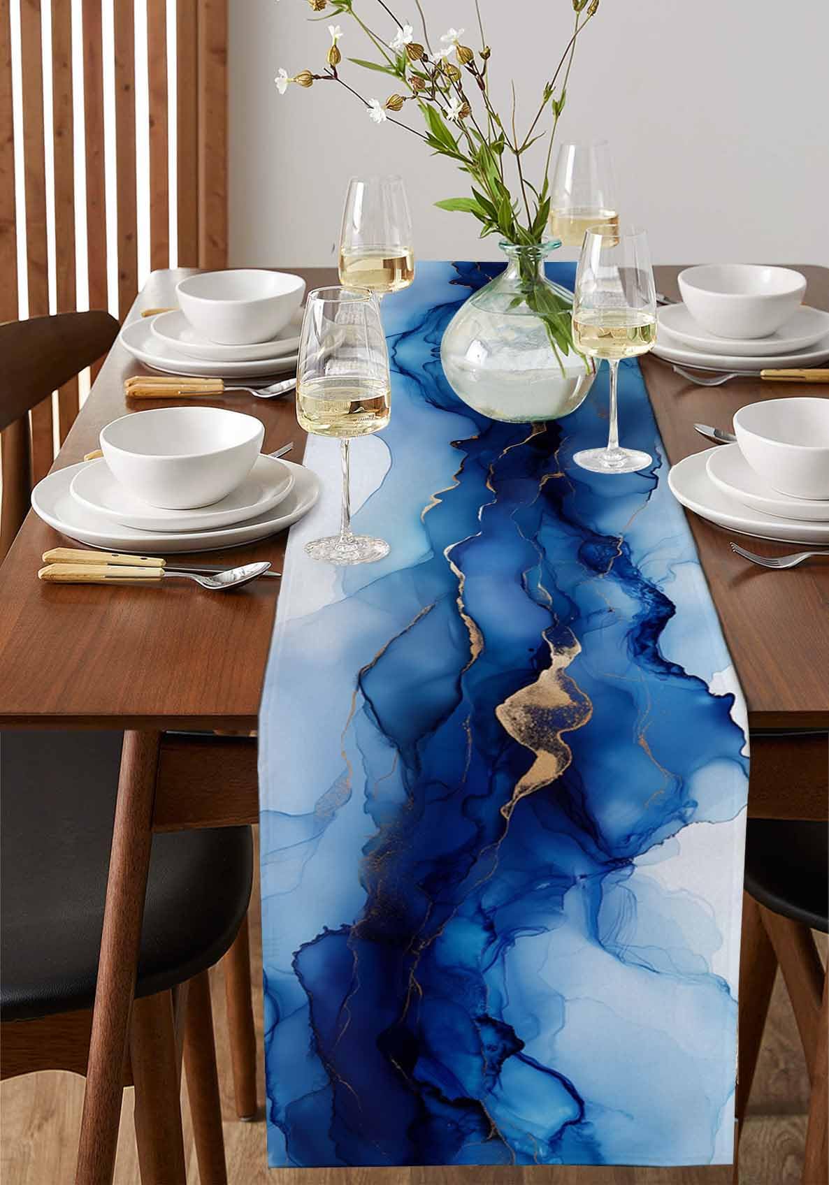 Amazon.com: Blue Marble Table Runners 72 Inches Long, Cotton Linen Fabric Table Runner Dresser Scarf, Abstract Gold Crack Stripes Modern Art Tablerunner for Party/Kitchen/Dinner/Wedding Decor 13''x72'' : Home & Kitchen Amazon.com: Blue Marble Table Runners 72 Inches Long, Cotton Linen Fabric Table Runner Dresser Scarf, Abstract Gold Crack Stripes Modern Art Tablerunner for Party/Kitchen/Dinner/Wedding Decor 13''x72'' : Home & Kitchen