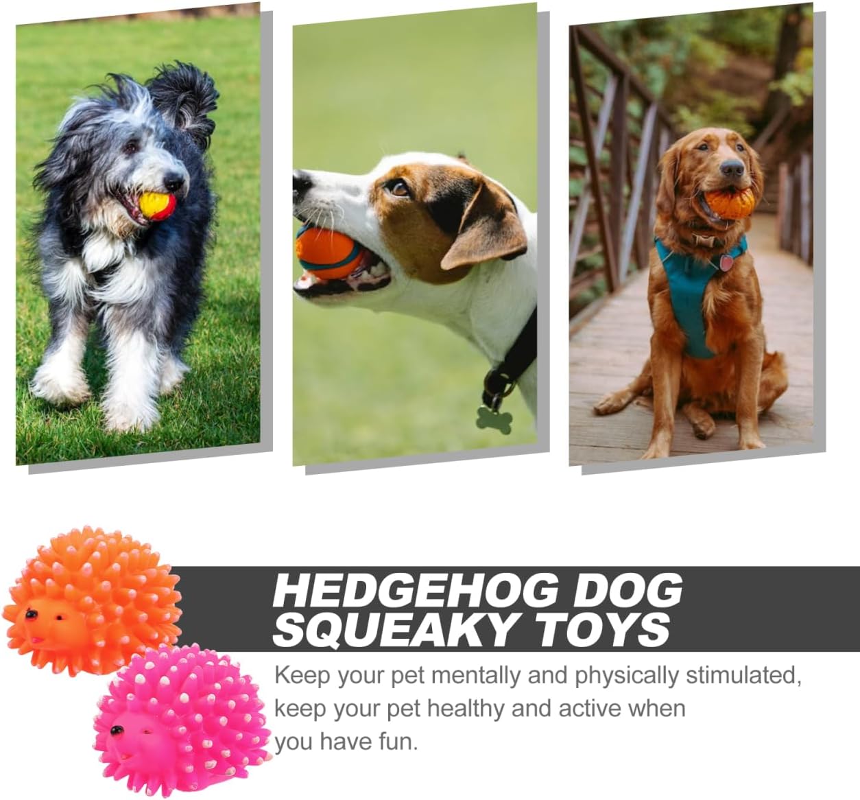 POPETPOP Hedgehog Dog Squeaky Chew Toys 2-Pack Latex 3.54In – Teeth Cleaning & Mental Stimulation for Small-Medium Puppies image 5