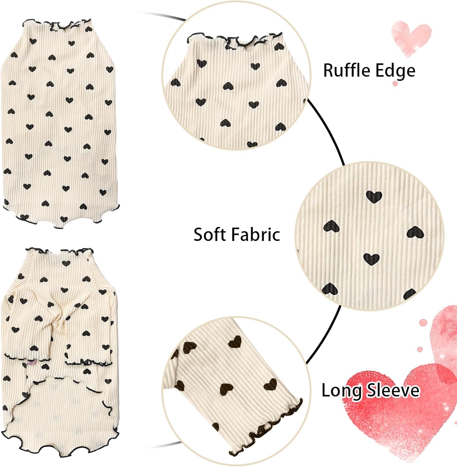 Vêtements pour Petits Chiens, Chats – Été et Automne – Chemise Extensible à Volants à Manches Longues pour Chihuahua, Schnauzer, Shih Tzu Yorkshire (café, Taille S)