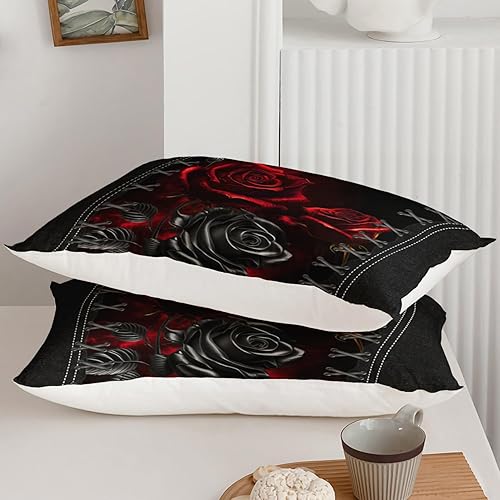 Miniatura 15 de AILONEN Juego de funda de edredón de rosa roja, tamaño King, juego de ropa de cama de delfín estrellado azul, funda de edredón romántica de San