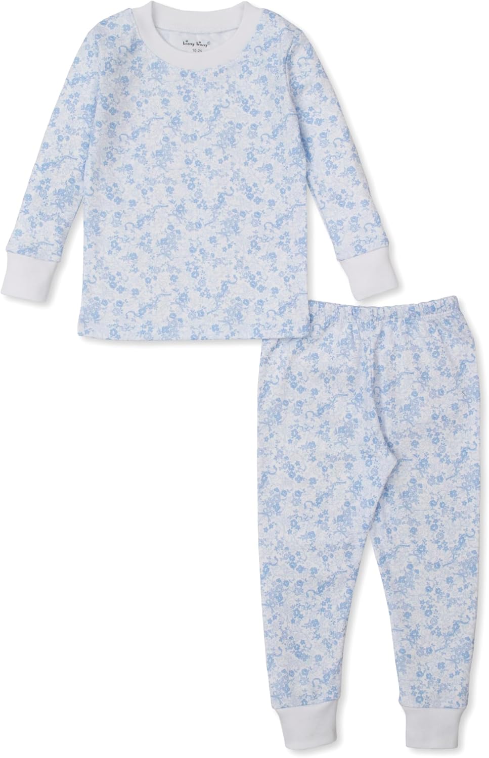 Kissy Kissy Girls Toddler Old English Roses Blue Print Long Pajamas Set