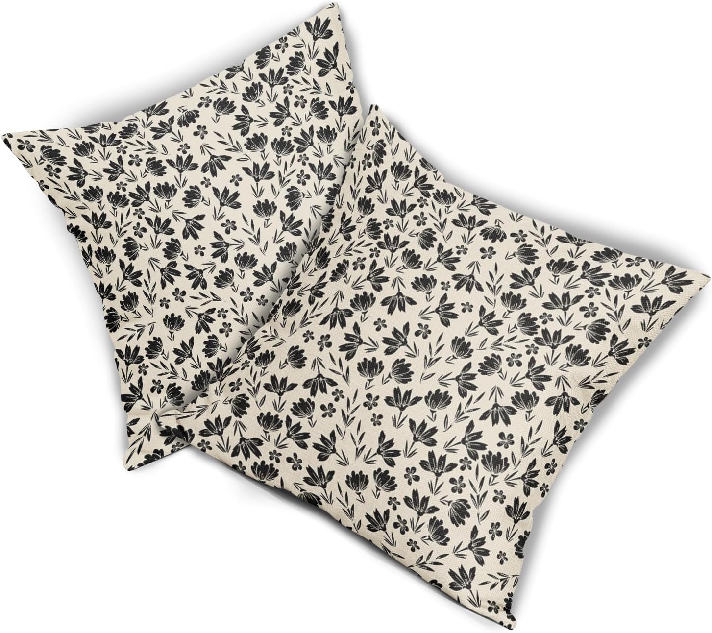 Black Floral Pillow Covers 24x24 Set of 2 Vintage Rustic Old Style Cute Small FlowerBlack Cream Print Decorative Outdoor Pillowcases Farmhouse Throw Cushion Case Decor for Couch Sofa Bed
