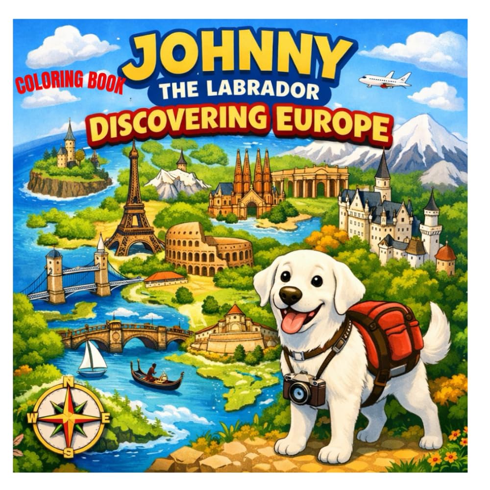 JOHNNY THE LABRADOR, DISCOVERING EUROPE: COLORING BOOK (JOHNNY THE LABRADOR The Adventure Series)