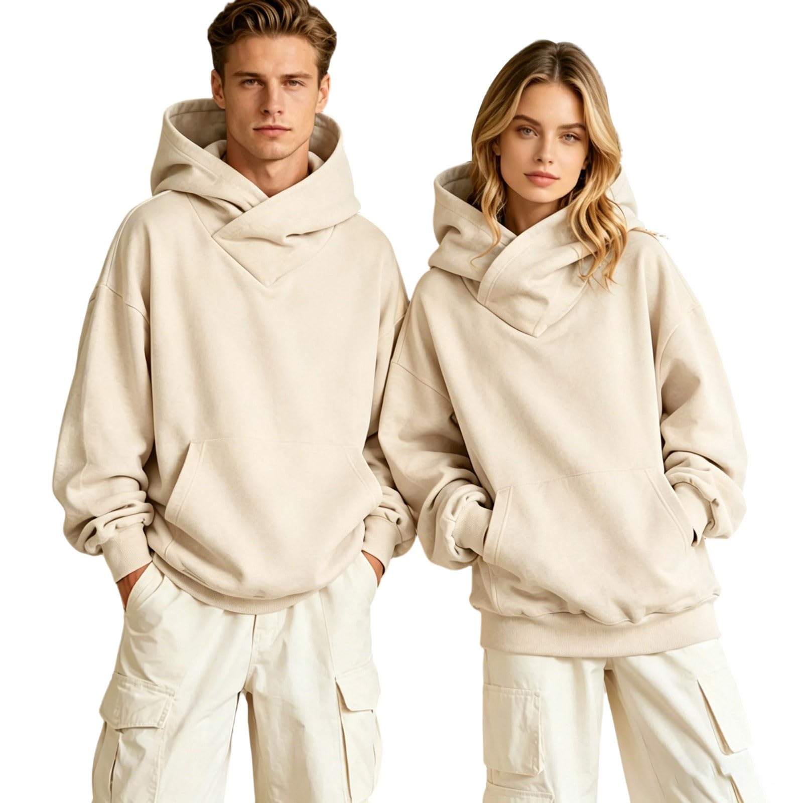 Sudadera con capucha mujer oversize diseño liso con bolsillos 6
