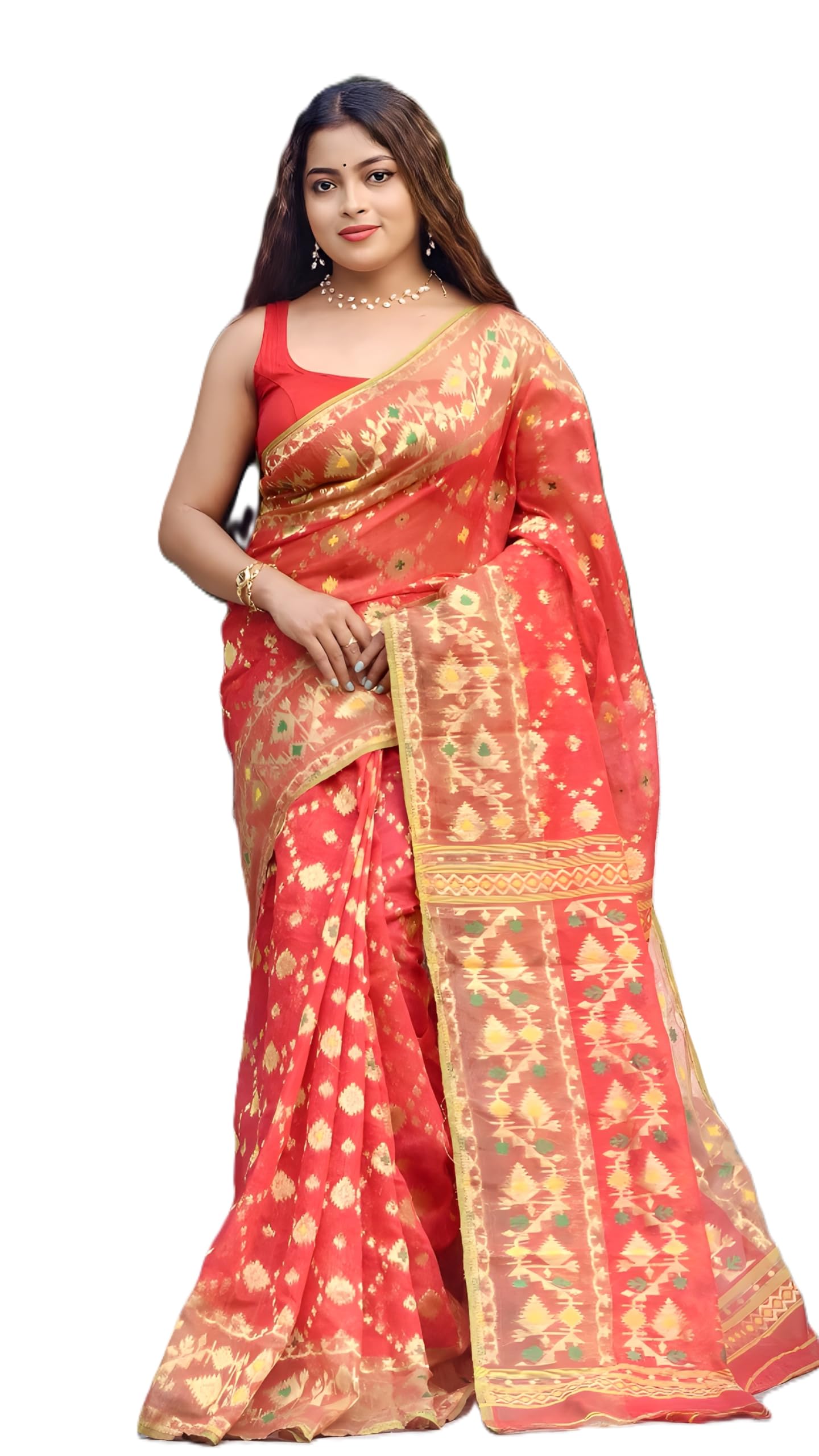 Zari Buti Soft Dhakai Jamdani Saree-picture-12