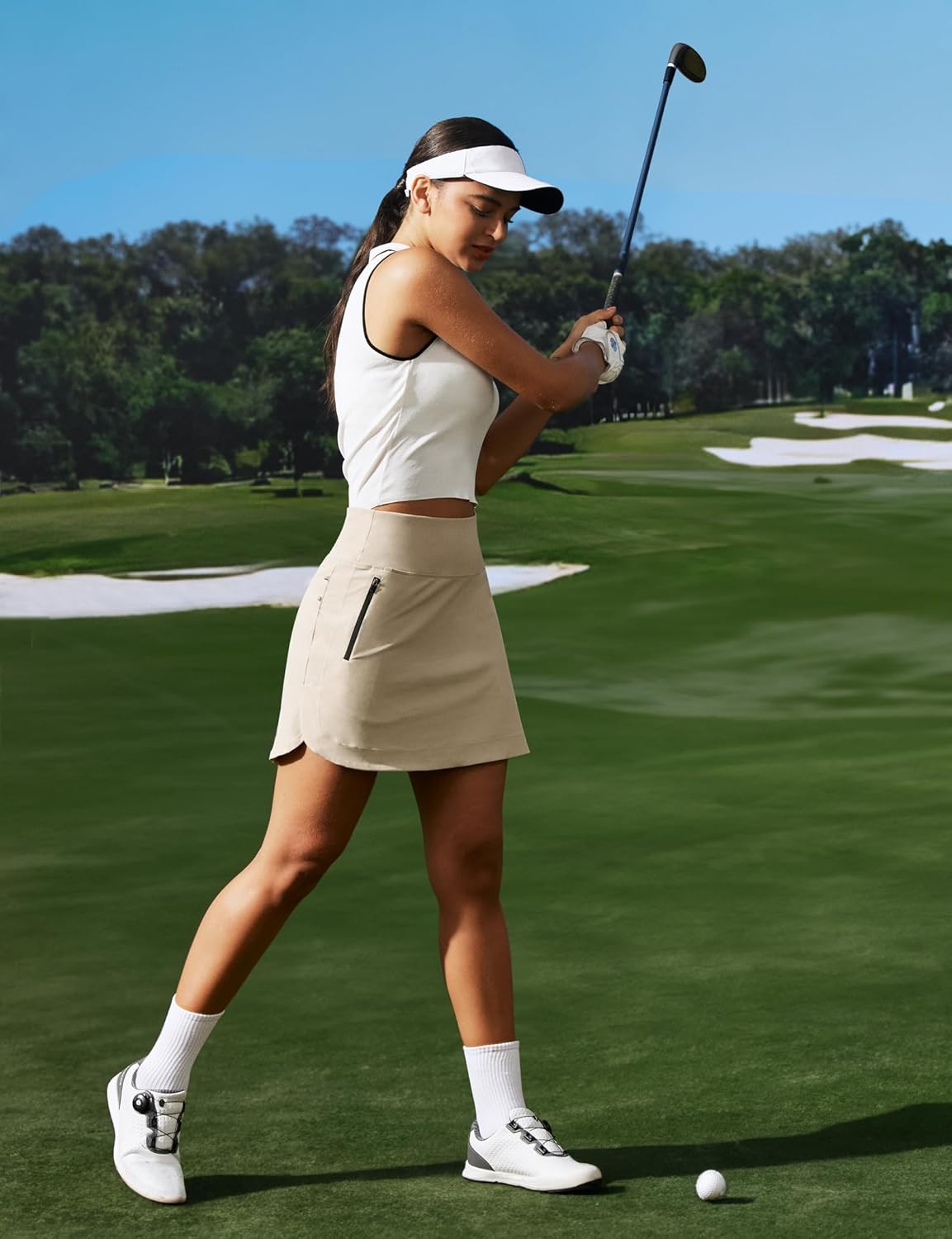 IUGA High Waist Golf Skirt with 5 Pockets Skorts for Woman Athletic Tennis Skirt for Workout Casual - Image 2