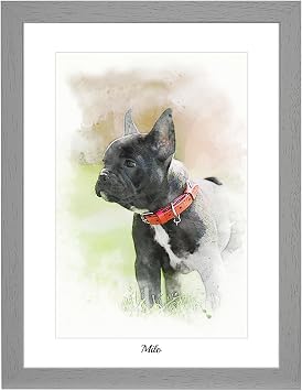 Boldon Framing Personalised Framed Portrait from Photograph, Pets and Family photos Watercolour