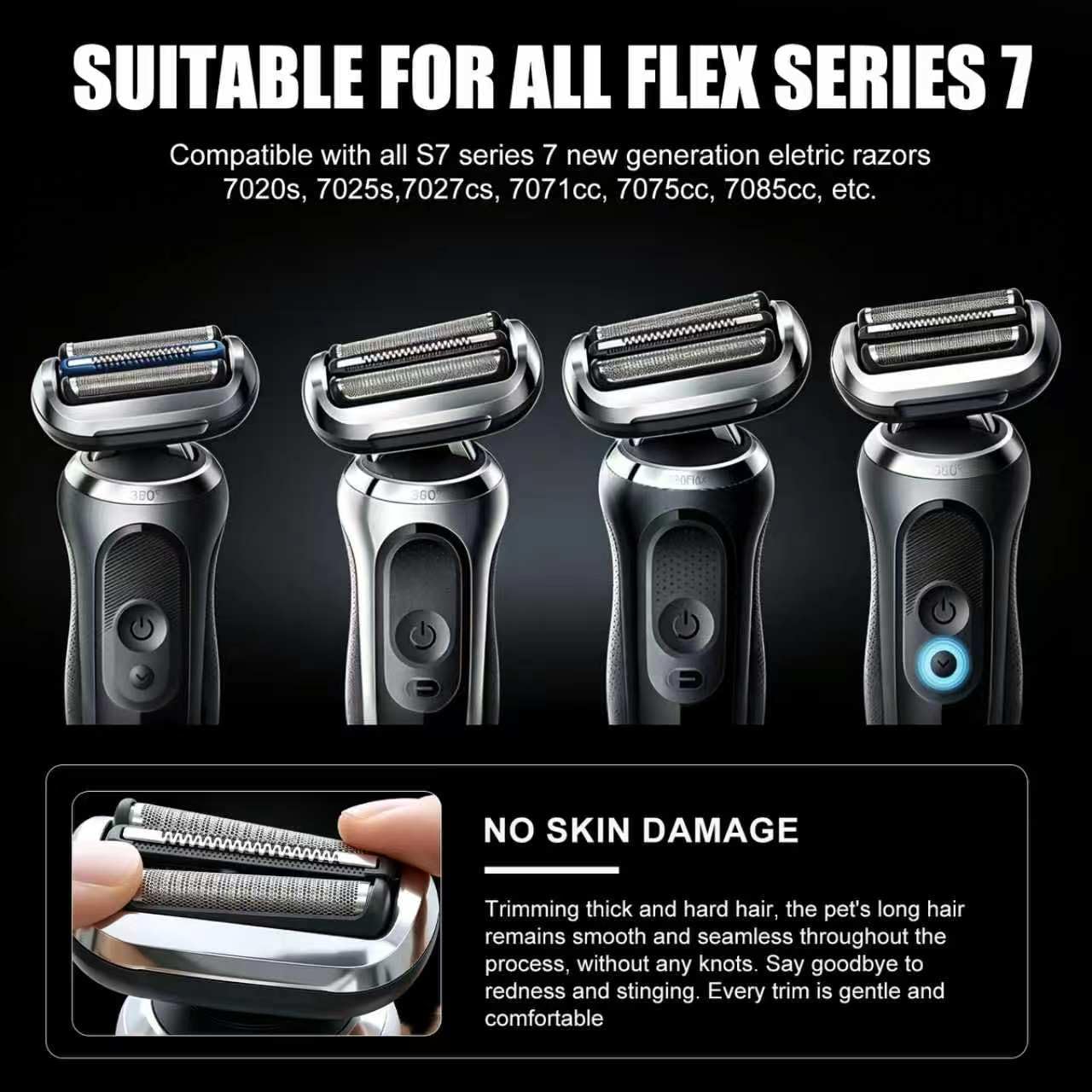 73S Series 7 Replacement Head,Compatible with 73S Replacement Electric Shaver Heads Braun 7020s/7025s/7027cs/7071cc/7075cc/7085cc（1PACK）