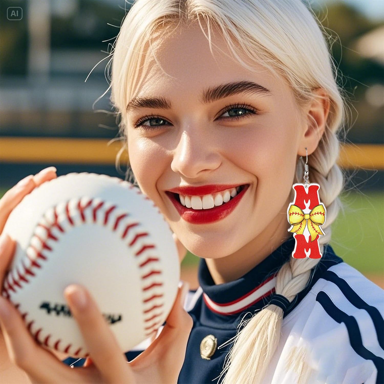 Baseball Earrings for Women Bow Earrings Baseball Jewelry for Women Cute Game Day Accessories Softball Style Gifts