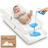 Vista 22 de Paquete de 2 fundas para cambiador de bebé para niña y niño - 32x16 viscosa suave derivada de bambú, fundas para almohadilla de mesa cambiadora