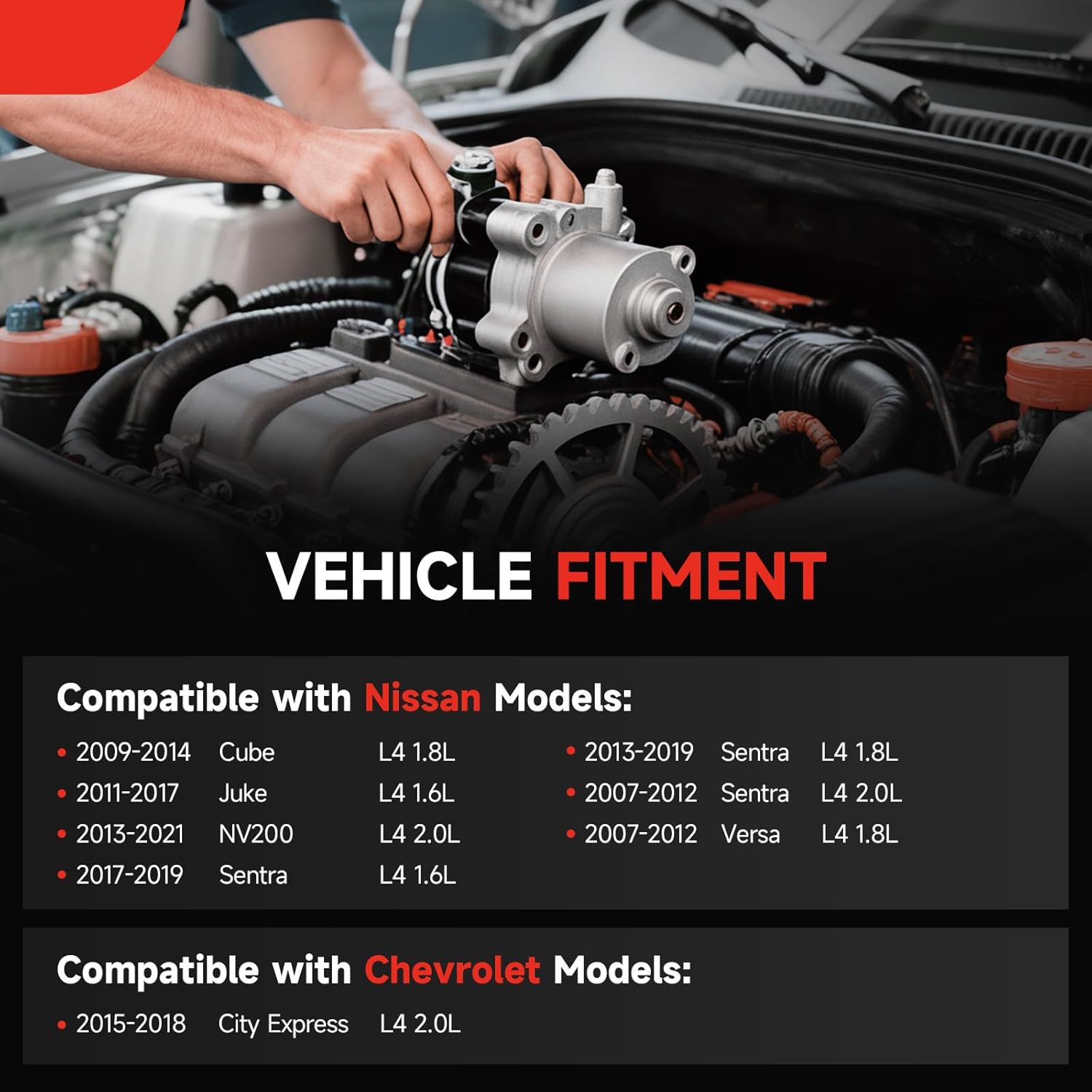 17982 Starter Replacement for 07-19 Nissan Sentra 2.0L 1.8L 1.6L, 11-17 Nissan Juke, Versa 1.8 07-12, Juke 11-17, Cube 09-14, NV200 13-21, Chevrolet City Express 15-18 L4 Engine OE# S114-902A 19317693