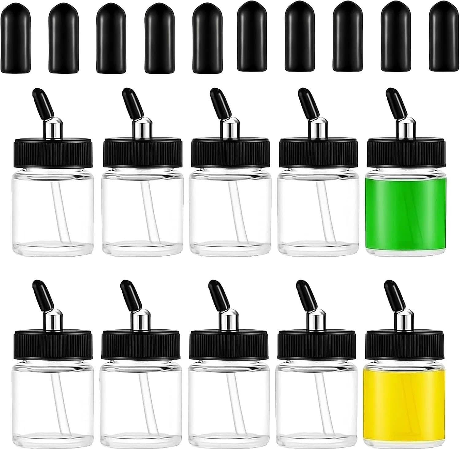 ABEST 10PCS 22CC Airbrush-Glasflaschen mit Glaskappen für Master, Iwata Dual Action Airbrush Küche, Haushalt & Wohnen