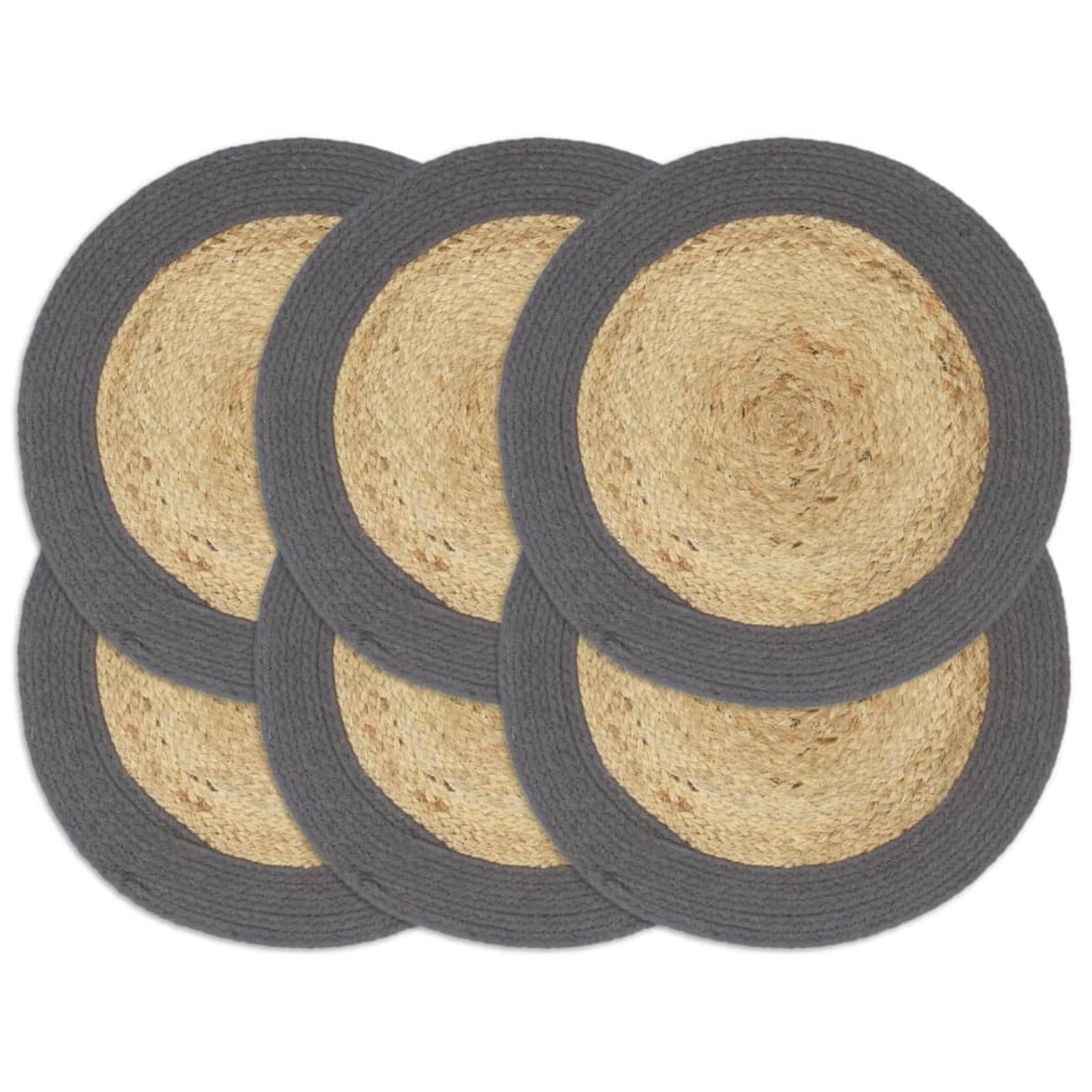 Mantel Individual 6 uds Yute y algodón Natural Antracita 38 cm salvamanteles imantado Bandeja Reyes Magos