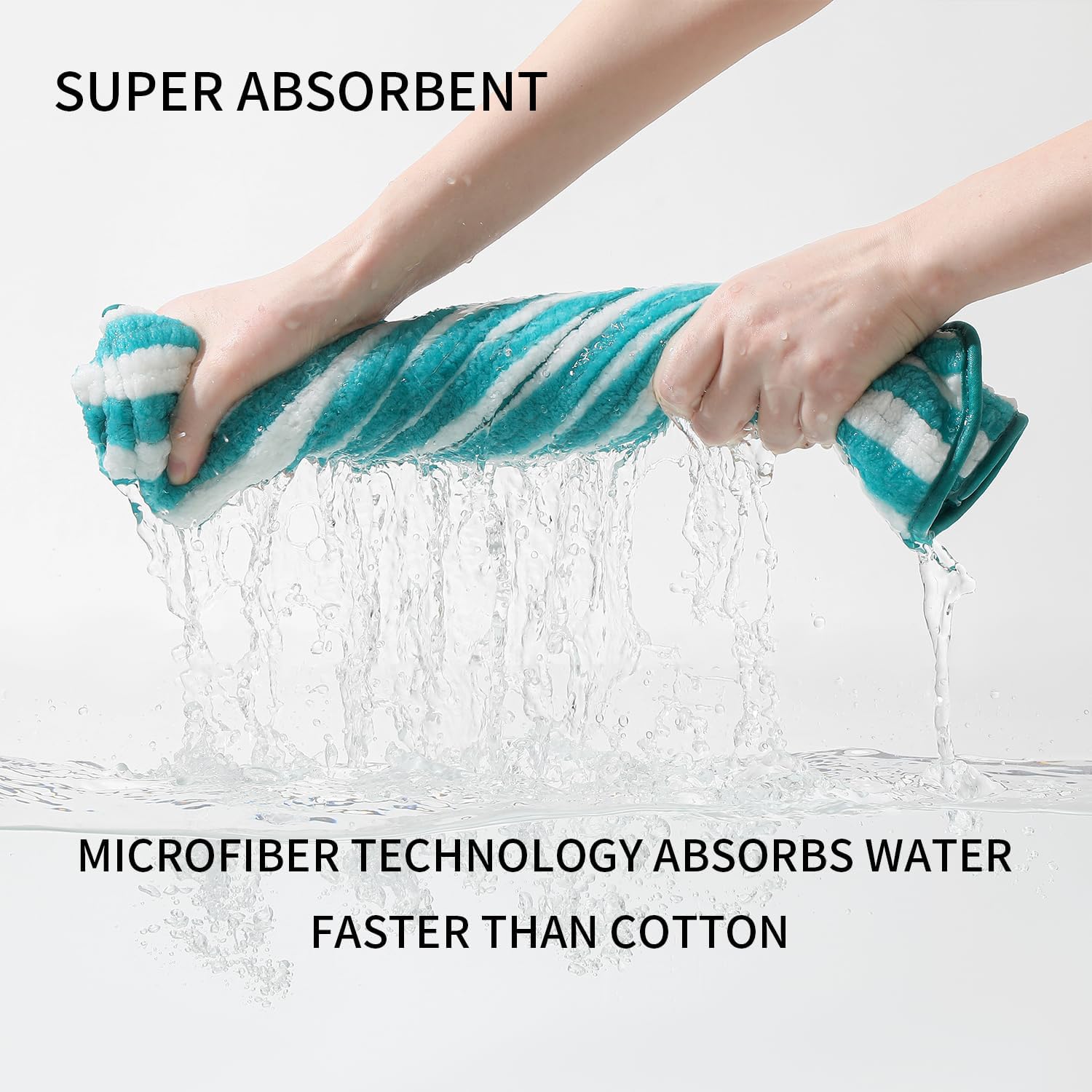 18-Piece Microfiber Bath Towels Set - 6 Bath Sheet, 6 Hand Towels, 6 Washcloths, Soft, Highly Absorbent Bathroom Towel, Quick Dry & Less Lint Shower towel for Bathroom, Hotel, Spa, Dorm-Aquamarine - Image 3