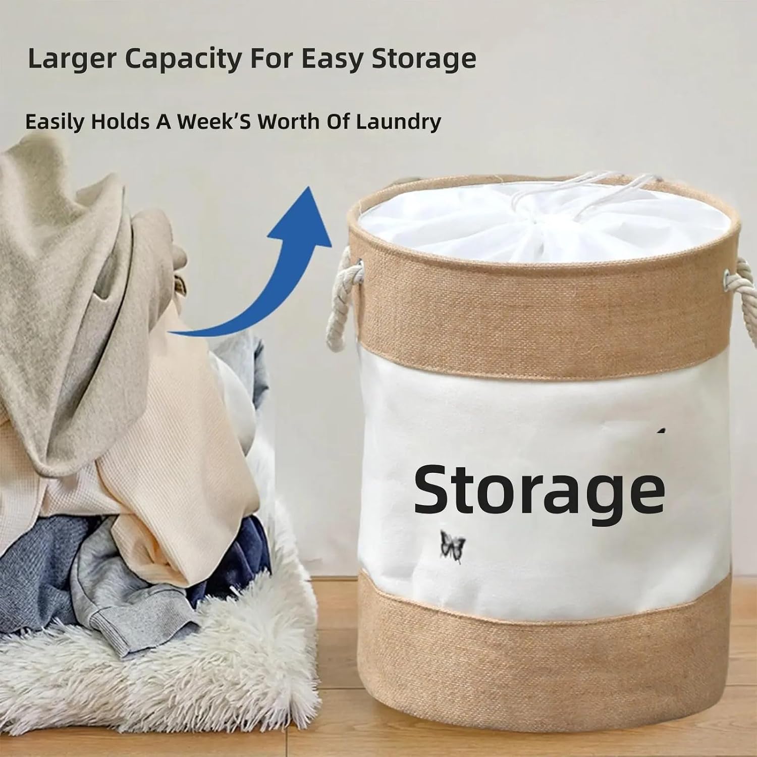 Laundry Baskets, Freestanding Laundry Hampers Clothes Hamper with Handles for, College Dorm, Bathroom Baskets with Handles