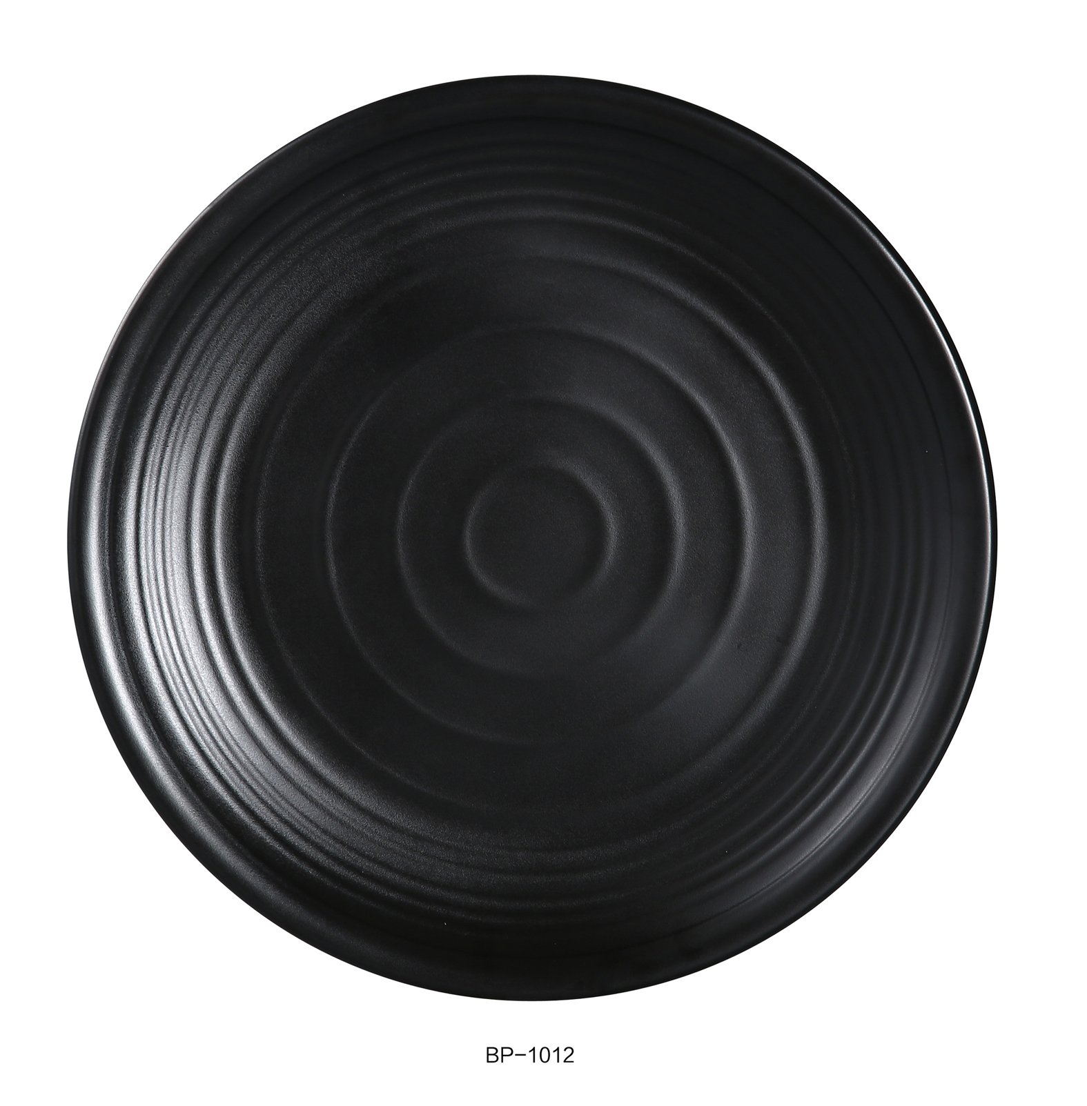 Asian Style Black Pearl Melamine with Matting Surface 12" ROUND PLATE box of by Yanco – Large, Melamine, Black, Pack of 12, Model BP-1012