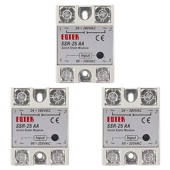 3pcs SSR-25AA Solid State Relay AC to AC 80-250V Input to 24V-380V Output Semi-Conductor Solid State Relay Module