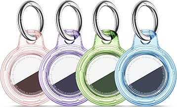 Waterproof Case for Apple Airtag Holder with Lock, Keychain Pendant with Keychain for Luggage, Bikes, Pets (Clear FZLL)