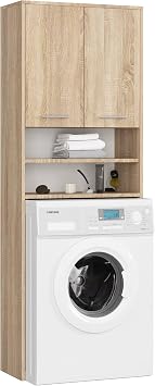 AKORD Washing Machine Conversion Cabinet FIN 64 cm with 2 Doors Hanging Washing Machine Cabinet Conversion Cabinet W 64 x H 180 x D 30 cm Weight 29.50 kg Sonoma Oak / Sonoma Oak