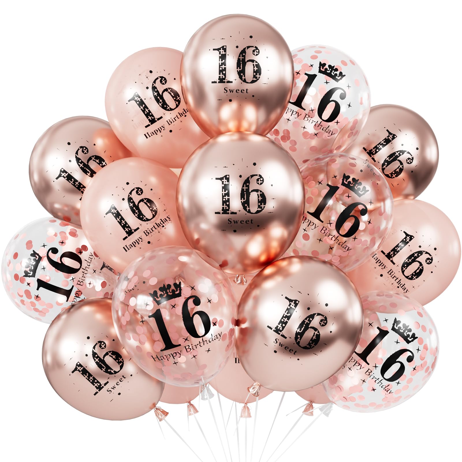 Adeyoo 40th Birthday Balloons, 24 Pcs Black and Gold Balloons for Men Women