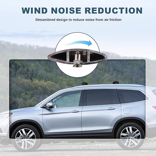 Miniatura 6 de Barras transversales de techo de 220 libras para Honda Pilot Trailsport Elite Touring Sport 2016-2022 Edición negra (excepto EX EX-L LX) barras