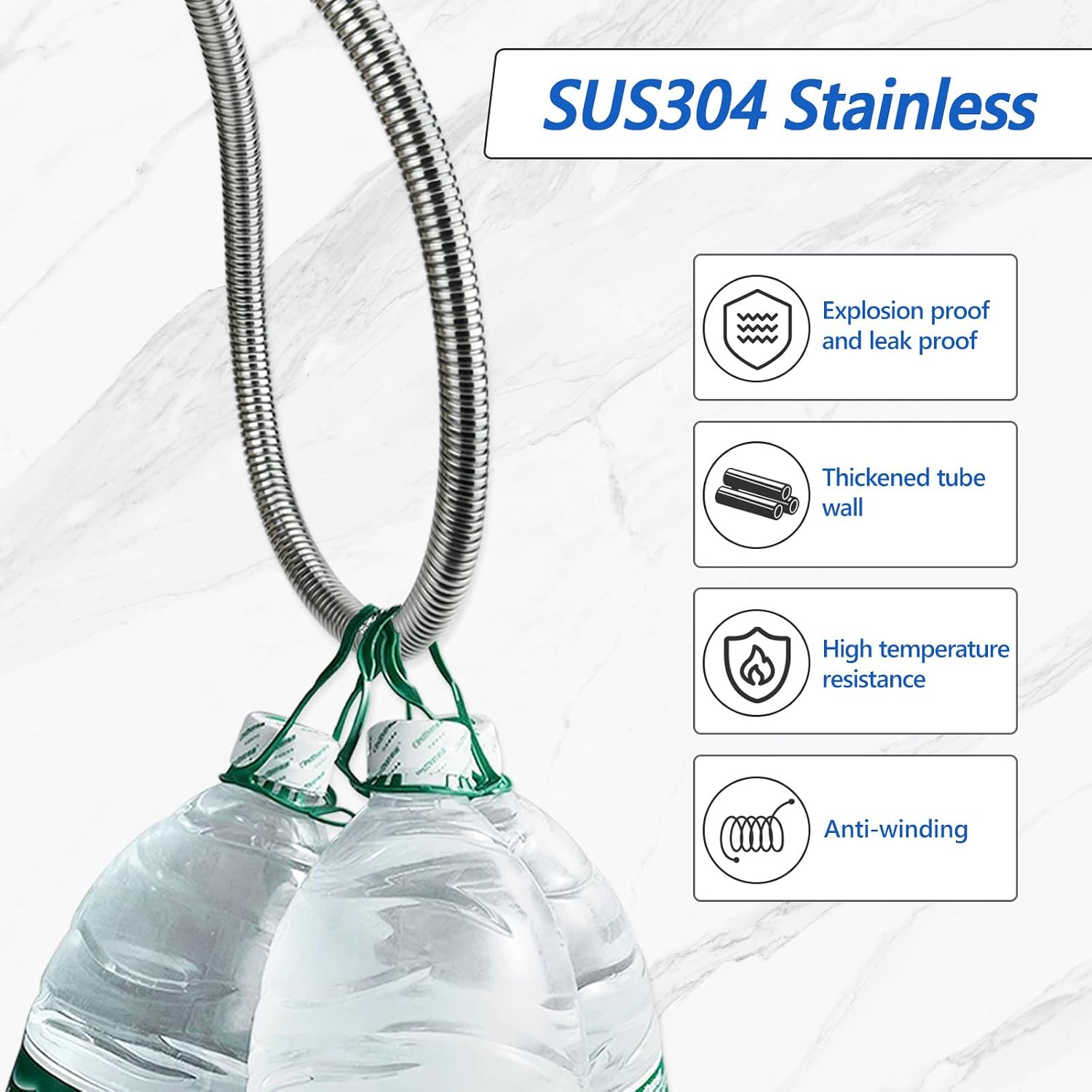 44" Commercial Sink Faucet Sprayer Hose, Compatible with T&S Brass B-0044-H Pre-Rinse Hose with 1/2" NPSM Female &Heat Resistant Handle, Stainless Steel