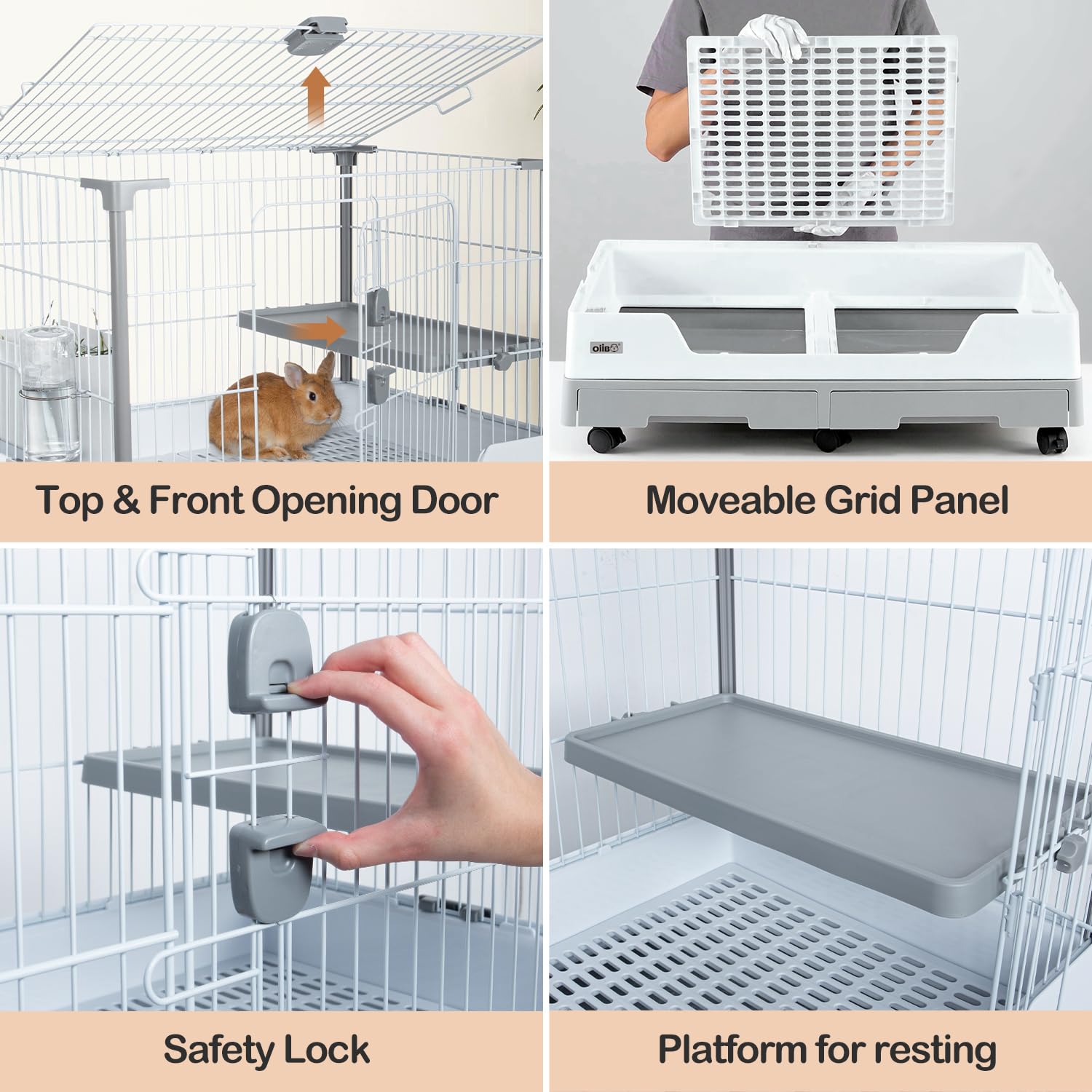 Amazon | OIIBO 小動物ケージ ウサギ用 32インチ x 26インチ x 21