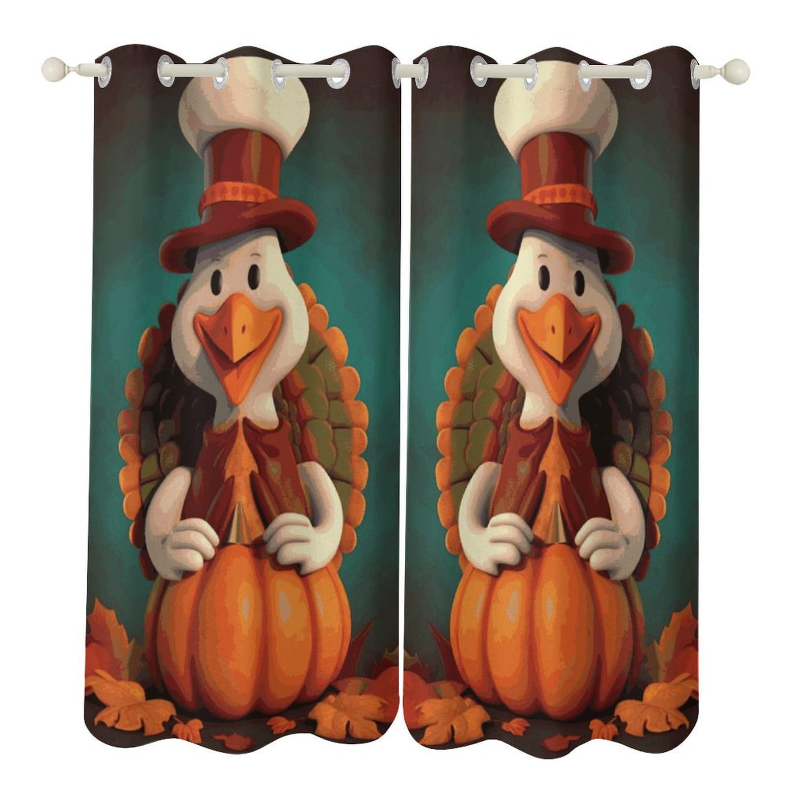 Rideaux occultants chambre motif dinde pour ambiance de fête