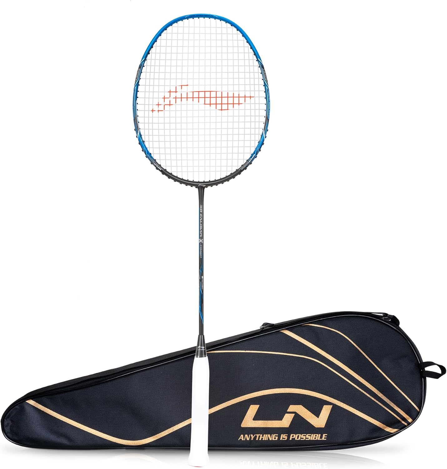 Li-Ning 3D Calibar X Combat Carbon Graphite Strung Racquets, 85 Grams, 30 Lbs String Tension and Free Full Cover
