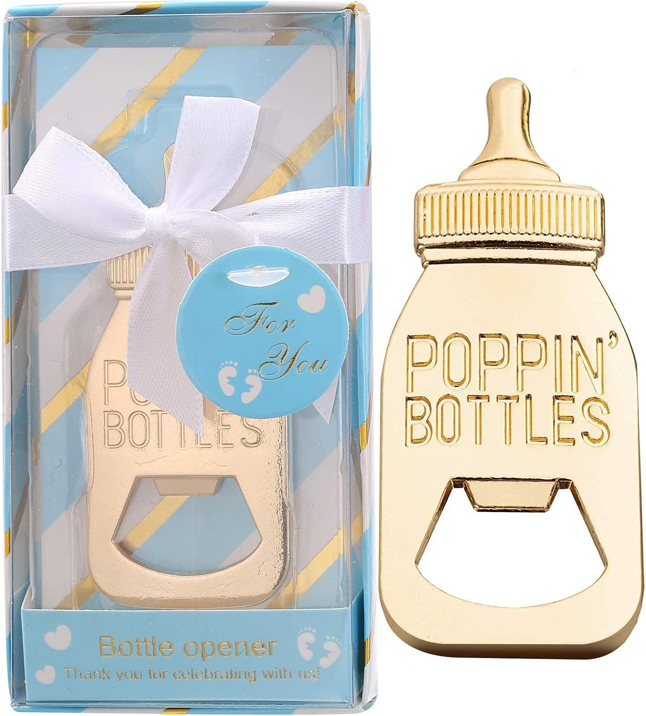 24 Pack Baby Shower Favors for Guest Bottle Opener Baby Shower Souvenirs Bottle Opener for Baby Birthday Party Souvenirs Return Gifts Party Decoration (Blue, 24)