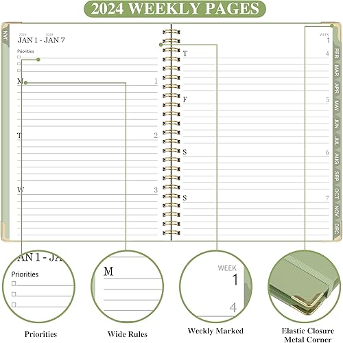 Miniatura 5 de Agenda 2024  Agenda semanal y mensual 2024 enero a diciembre, encuadernada en espiral, 6.3 x 8.6 pulgadas, agenda académica  Calendario para