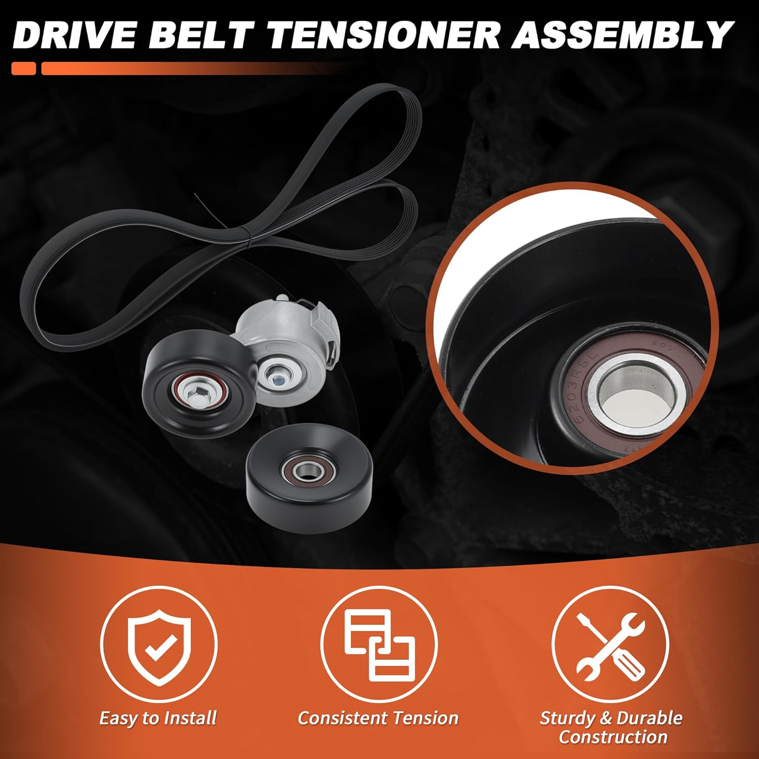 Serpentine Belt Tensioner W/Idler Pulley Bolt Kit for Ford for Ranger 1997-2006 3.0L Replace 38385 38001 6PK2243 Engine Drive Belt Tensioner Kit for Mazda B3000 1997-2006