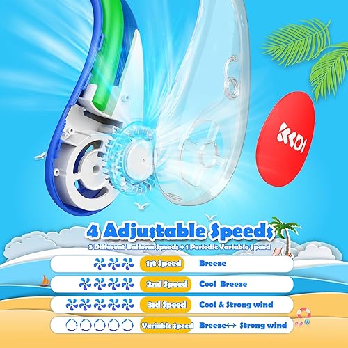 Miniatura 4 de Ventilador de cuello para niños, ventilador de cuello portátil sin aspas para niñas y niños de 4 a 14 años, recargable por USB, 2600 mAh, funciona