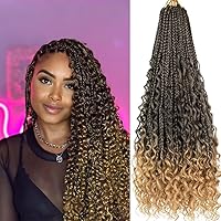 Vista 11 de Beverlee Trenzas de Caja Bohemias de 14 Pulgadas 8 Paquetes Trenzas de Caja Goddess Cabello de Ganchillo Trenzas Bohemias Hippie Cabello