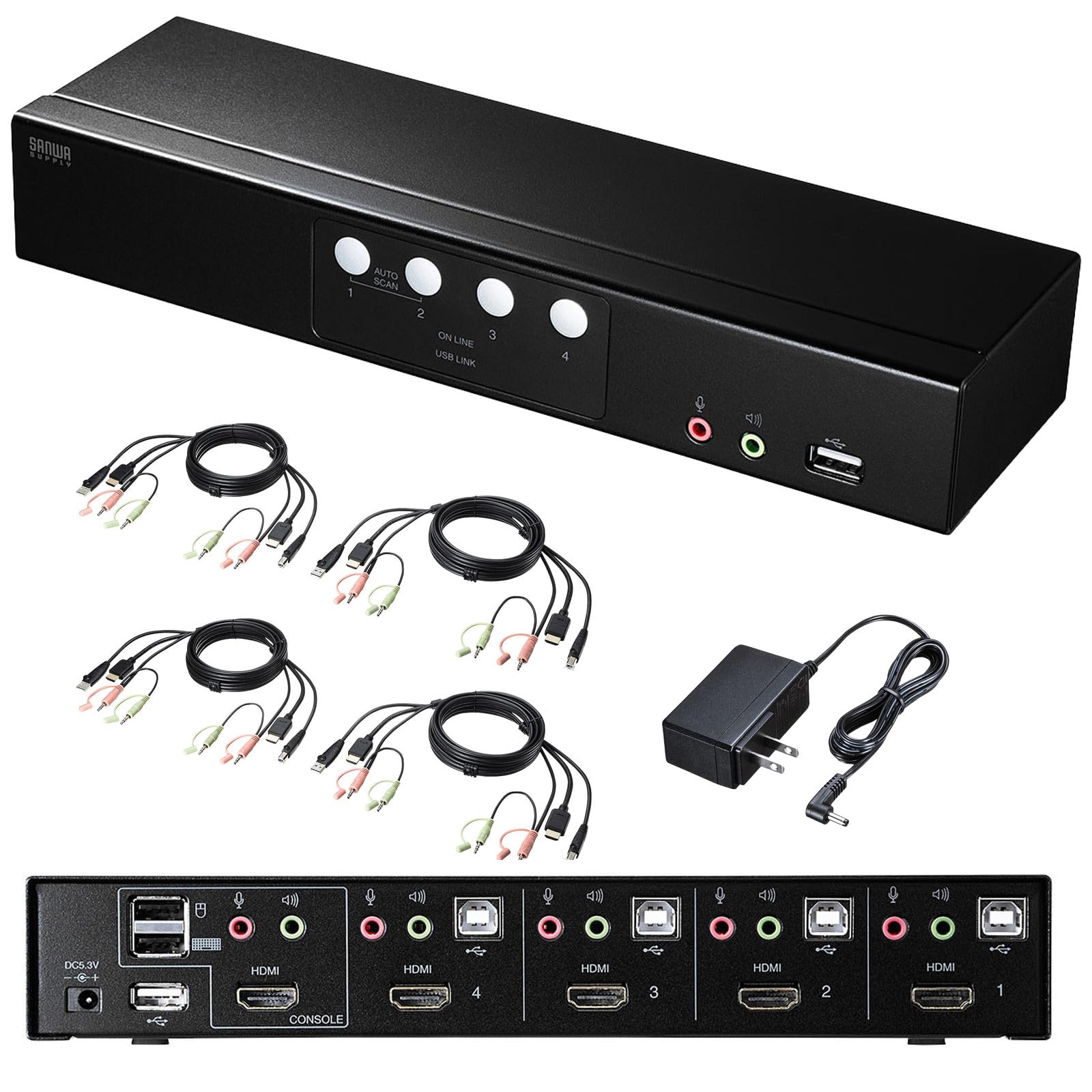 Amazon.co.jp: サンワサプライ アウトレット HDMI KVMスイッチ 4台用