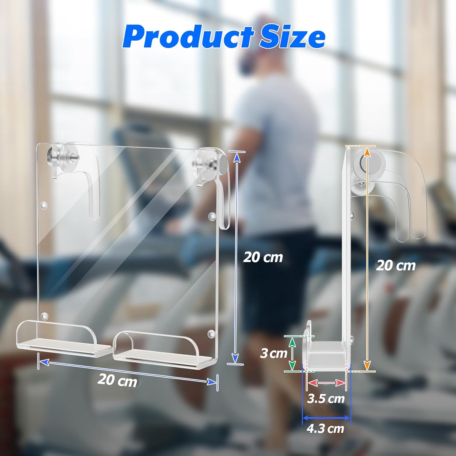 Cosmos Treadmill Tablet Holder & Phone Stand Compatible with Peloton Bike, Treadmill Acrylic Tablet Reading Rack for iPad, Gym Exercise Bike & A5 Book Holder, Adjustable Clamps with Anti-Slip Pads