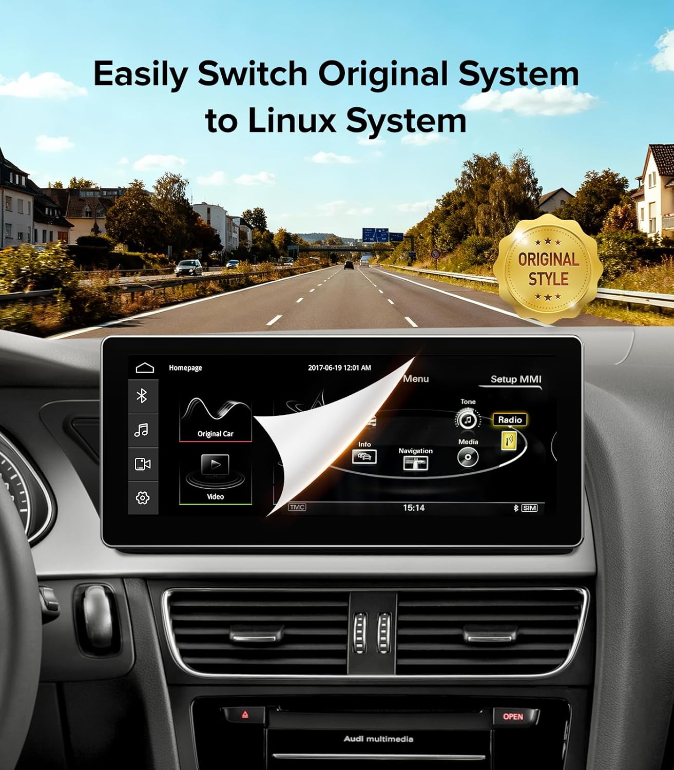 10.25" Linux Car Stereo for Audi A4 B8 S4 A5 S5 RS5 (2009-2016) Audi Multimedia MMI System - Wireless CarPlay Android Auto Head Unit, 1920x720 IPS Touch Screen, Retains Factory Knob Control