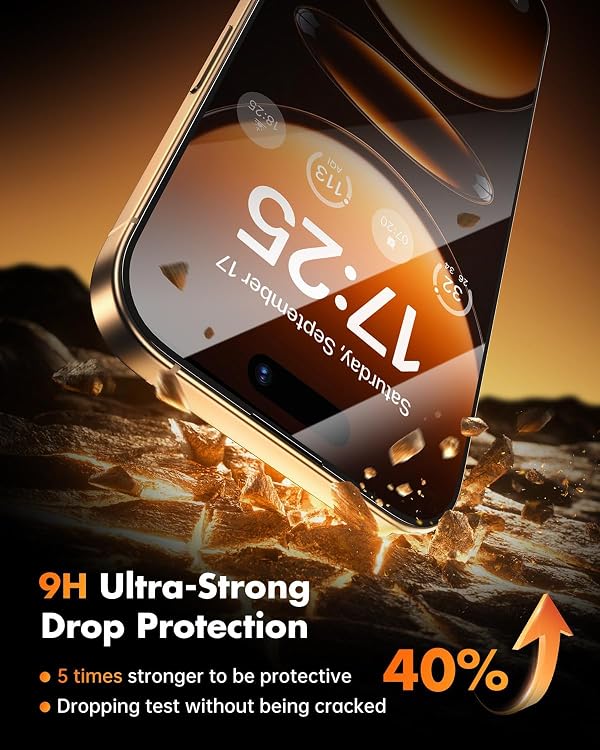 UNBREAKcable Privacy Screen Protector for iPhone 16 Pro Max 6.9", 3 Pack Full Coverage Tempered Glass [28° Anti-Spy] [9H Hardness] [Easy Installation Box] Shatterproof Private Screen Guard by UNBREAKcable - Used condition - Image 4