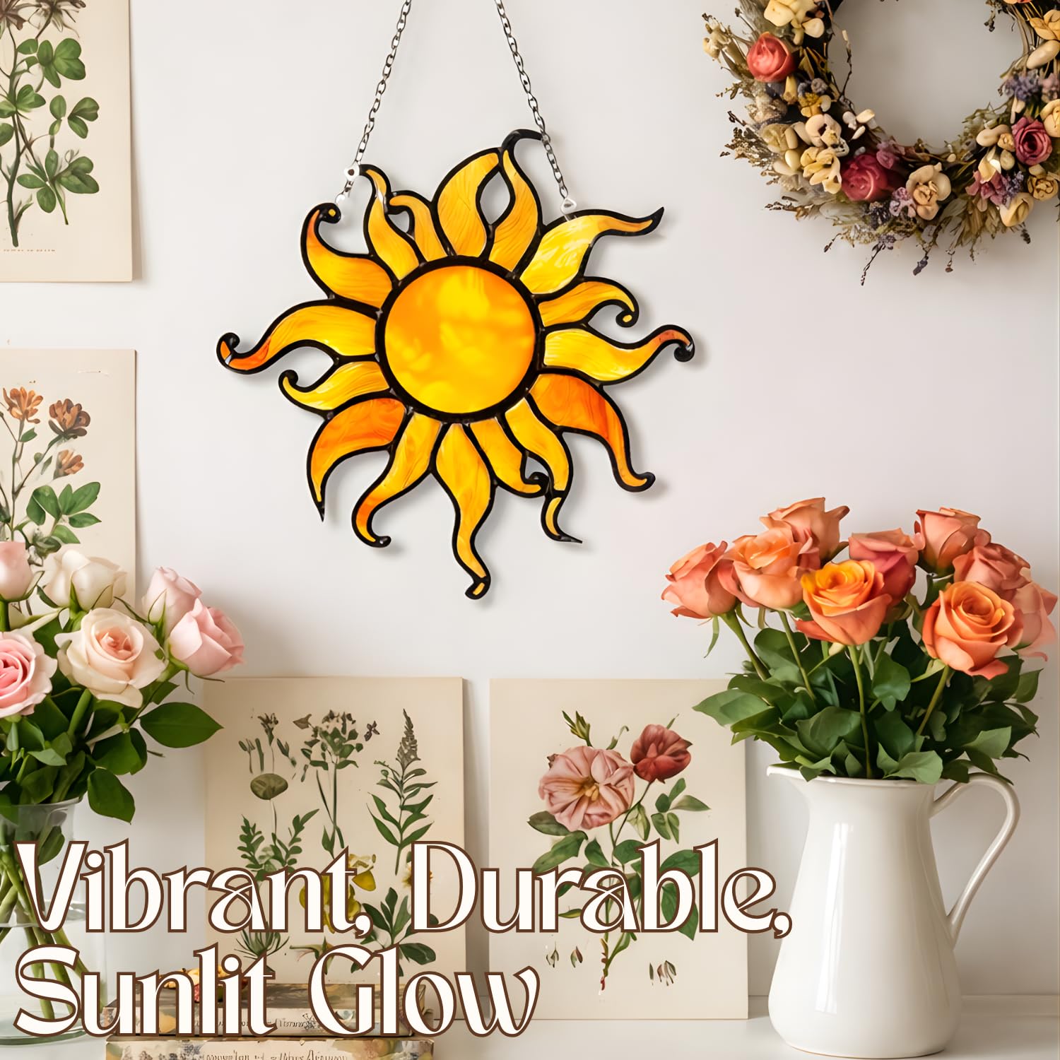 Atrapasueños de acrílico colorido para colgar en la ventana, panel de atrapasueños para decoración del hogar, coche, jardín, regalo, lindo tina, fantasma, vidrieras de imitación