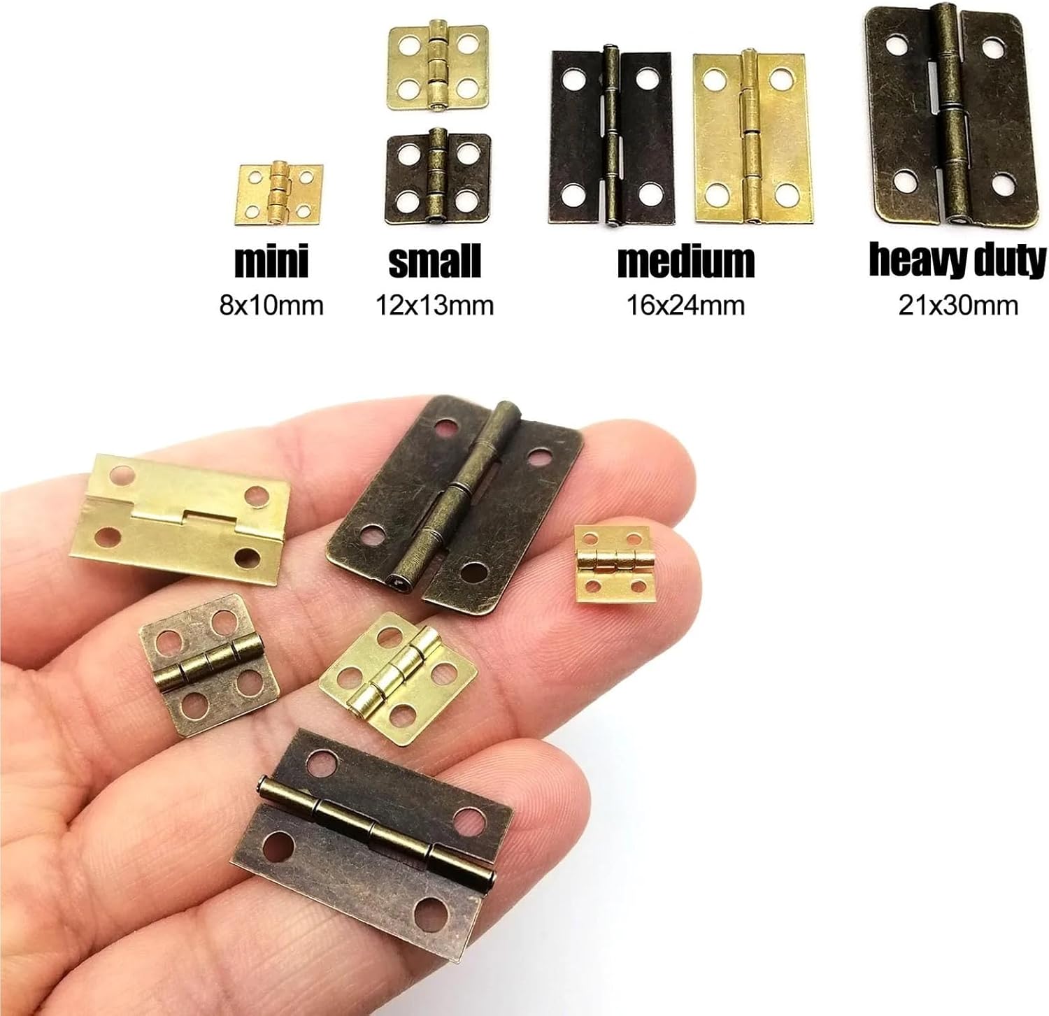 Mini Small Heavy Duty Flat Wooden Box Case Cabinet Door Hinge with Screw 12Pcs(Medium Bronze16x24mm)
