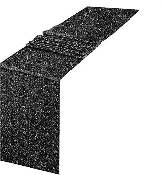 JYFLZQ Black Sequin Table Runner for Party, 1 Pack | 12x 72 Inch, Glitter Table Runner, Metallic Sequence Runner for Halloween, Birthday, Special Events, Party Table Decorations